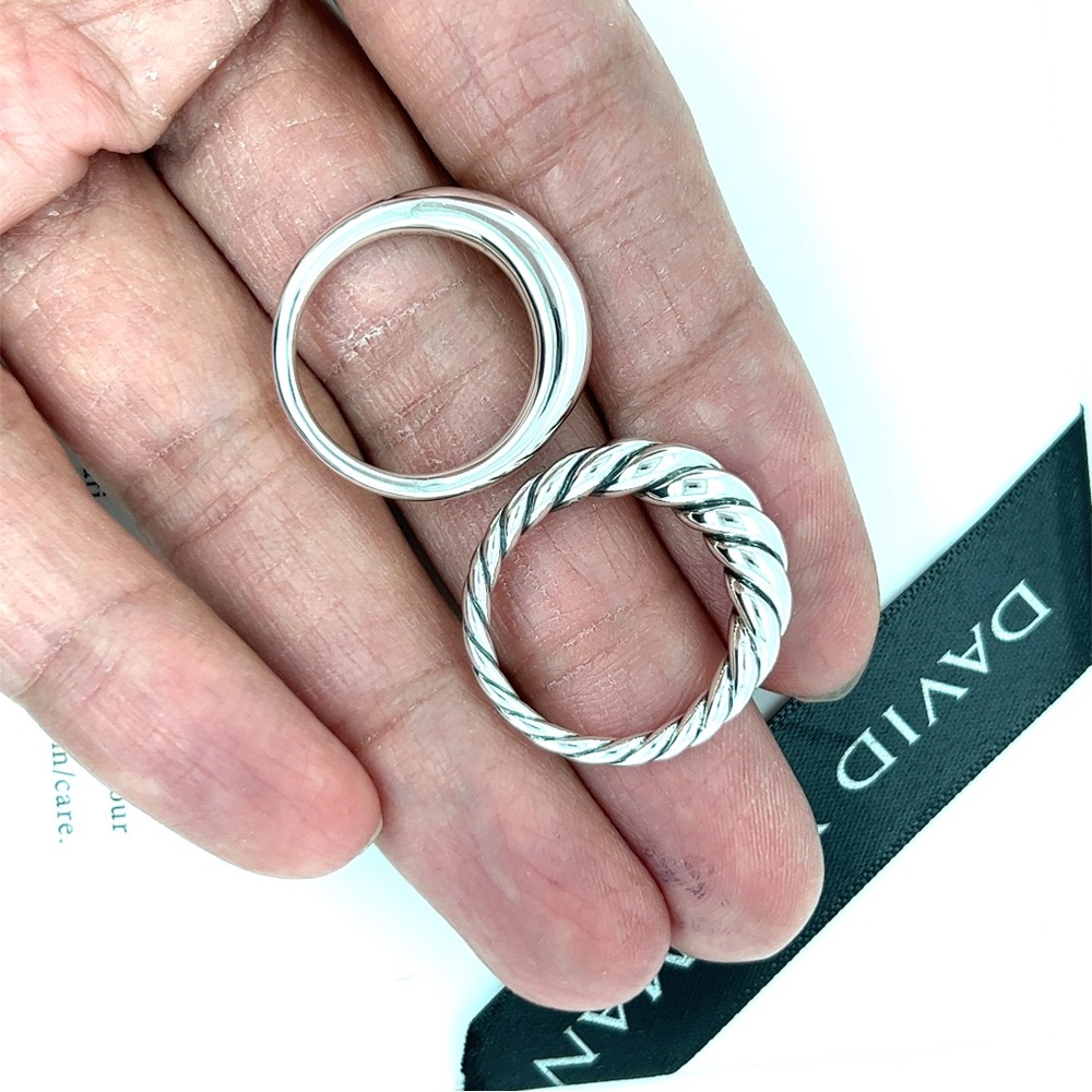 David Yurman Size 5.5 Pure Form Rings Set of 2 Two Sterling Silver 925 DY New